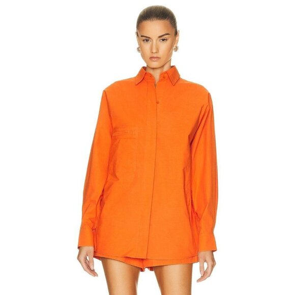 HAIGHT. Oversized Shirt in Mie Orange Small New Womens Button Down Blouse Top - Picture 1 of 13